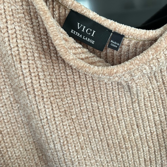 Vici - Obsessed With Me Chenille Off The Shoulder Mini Dress - Oatmeal - XL - Picture 4 of 5